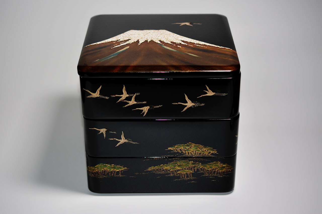重箱多層食盒3層富士山 Sanao Matsuda 松田真扶 日本越前漆器收納 Takumijapan